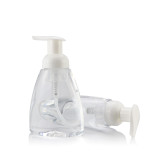 Refillable 250ml 300ml empty foaming soap liquid packaging flat clear hand sanitizer bottle with white pump
