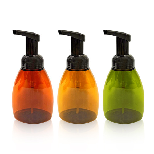 Empty clear amber green 250ml 300ml Triangle shape plastic foaming soap pump bottle