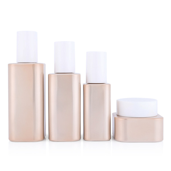 Custom 40 g 40 80 120 ml face lotion square container pink glass jar cosmetic packaging for eye cream with lids