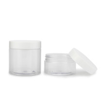 Eco-friendly 1 2 3 4 oz clear transparent wide mouth pet cosmetic cream jar 80ml plastic dry herbs weed jar with plastic lid