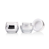 Custom high grade empty cosmetic packaging skin care 50 ml 20 ml white glass jar with plastic lid for face cream