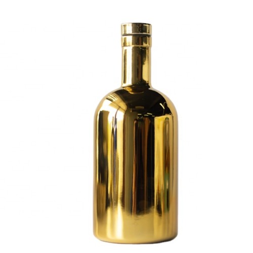 Gold Liquor glass bottle 750ml 500ml empty UV electroplated frosted glass bottle