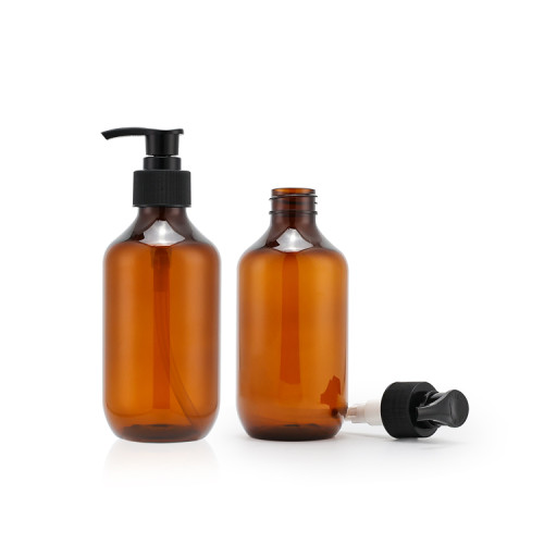 Recycled 300ml 500ml empty amber clear shampoo and conditioner set packaging plastic hand wash PET bottle with pump