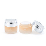 Premium 30 50 g orange face lotion jars empty round glass cosmetic containers for cosmetics with silver cap