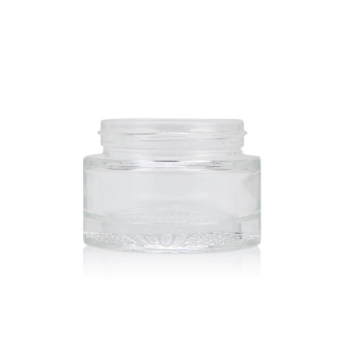 Eco friendly 30g 50g empty round clear night cream matte container glass frosted cosmetic jar with silver cap