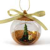 Gold glittering clear promotion christmas tree hanging glass snow ball