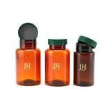 Custom 100 150 200 250 300 400 ml pet plastic  packaging vitamin empty white pill bottles medical amber capsule bottle