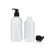Wholesale 30 50 80 100 200 250 300 500 ml transparent lotion soap gel packaging flat round plastic pump shampoo bottle