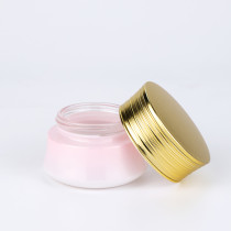 Custom made 30ml 50ml beauty empty face cream container uv pink cosmetic packaging glass jar with gold screw top lid