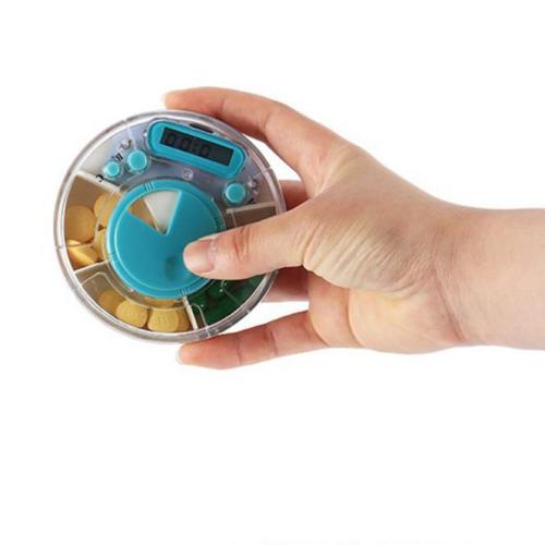 Wholesale Stock High Quality Round Alarm Clock Pill Case Portable Rotate Pill Storage Cases