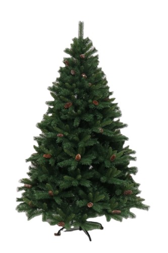 210CM Artificial Green PVC Christmas tree with pine cone decoration