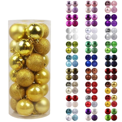 24pcs/Lot Colored 4cm/2.4Inch Christmas Tree Decoration Ball Ornaments Christmas bauble hanging decorations