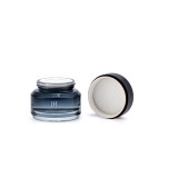 Refillable 50 g 1.5 fl oz empty round face cream gel container jar black glass cosmetic packaging with screw lids