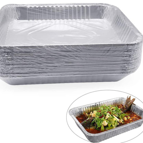 1.5Lb 9X13 Food Boxes Aluminum Foil Pans With Clear Lids 10 Pack Heavy Duty Disposable Aluminum Tin Trays For Food Packing