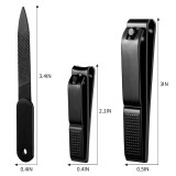 Nail Clippers Set, Sharp Black Stainless Steel Fingernail & Toenail Cutter with Nail File