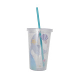 Hot Sale BPA Free 16oz  Double Wall Plastic Insulted  Coffee Tumbler With Straw