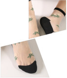 Women summer roses jacquard glass silk stockings breathable ankle socks ultra-thin crystal socks  wholesale factory