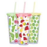 24oz double wall insulated clear plastic Sublimation water tumbler cups travel