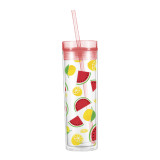 High Quality  Eco Friendly Double Wall PP Water Bottle 16oz Portable Skinny Plastic Tumbler Mugs Witn Lid And Straw Outdoor