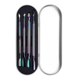 Travel size rainbow cuticle pusher set for men