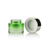 Custom glass container 1 1.7 fl oz 30g 50g matte green cosmetic jar for skin cream with plastic lid for cream