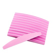 Wholesale Customized Pink Double Side Disposable Nail Buffer Nail Art Half Moon Manufacturer Sponge Manicure Nail File 100/180