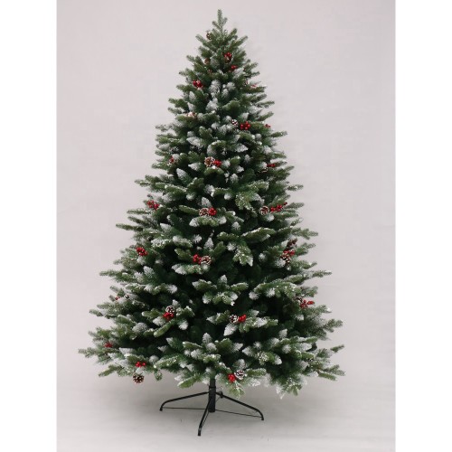 15years Factory Europe Style 8FT Blue Green PVC+PE Mixed Luxury Hinged Artificial Pine Tree