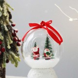 12CM Christmas plastic openable decoration ball with santa tree in it christmas gift