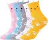 Bulk Wholesale Girl Spring Comfortable Cute Bear Palm Print Colorful Novelty Happy Socks