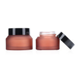 Luxury 15ml 30g 50g 100g empty glass face lotion containers matte frosted amber black glass cream jar with screw lids