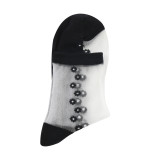 Women summer flowers jacquard glass silk stockings breathable ankle socks ultra-thin crystal socks  wholesale factory