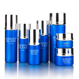 Premium 20 30 50 g empty makeup lotion cylinder container blue face cream glass cosmetic jar with silver cap