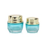 New arrival 30g 50ml  empty blue green container packaging facial cream wide mouth glass cosmetic jars and bottles