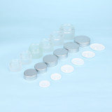 Low profile 2 4 fl oz empty round containers cosmetic body butter cream frosted glass jars with plastic cap