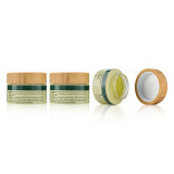 Eco friendly 30g 50g frosted empty gass cosmetic cream jar 1oz natural bamboo lid cosmetic packaging
