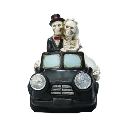 2021 Custom Resin Halloween Bride and Groom Black Car  Latest Creative Halloween Decorations  Garden Outdoor