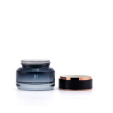 Refillable 50 g 1.5 fl oz empty round face cream gel container jar black glass cosmetic packaging with screw lids