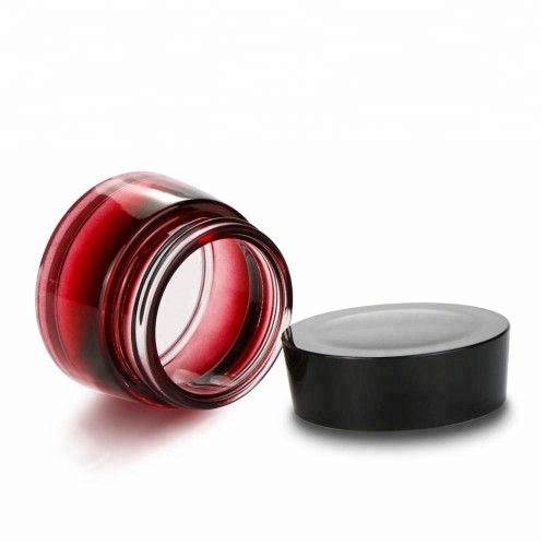 empty shading red 20ml 30ml 50ml cosmetic cream glass jar with plastic black lid