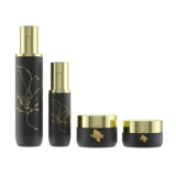 Luxury 30ml 50g 1 fl oz cosmetic packaging blue containers skincare cream black glass cream jar with lid