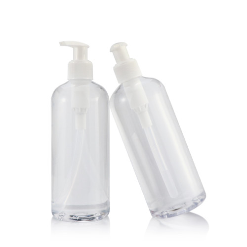 Eco-friendly 200ml 250ml 300ml 500ml Empty Transparent Flat Pump Bottle Empty Plastic Bottles For Liquid Shampoo