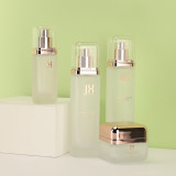 50 g 1.7 ounce square clear lotion cream containers transparent cosmetic glass jar color with rose gold cap