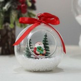 12CM Christmas plastic openable decoration ball with santa tree in it christmas gift