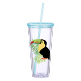 24oz double wall insulated clear plastic Sublimation water tumbler cups travel