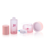 Custom 30 50 80 g empty round lotion skincare cream glass jars empty frosted pink glass cosmetic jars  30 50 ml