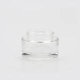 Hot sale 15 30 50 ml empty transparent packaging containers  frosted cream jar for face care with cr bamboo caps