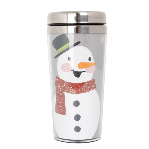 Christmas Gifts Hot Sell Snowman BPA Free 15oz Stainless Steel Coffee Cup Wide Mouth Insulated Water Tumbler With Lid Outdoor