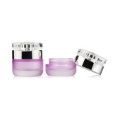 Luxury 30g 50ml empty frosted face cream glass container pink matte cosmetic packaging with acrylic lids