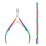 Cuticle Nipper and Pusher Set Nail Nippers Stainless Steel Cuticle Trimmer Cutter Dead Skin Remover Fingernails Care