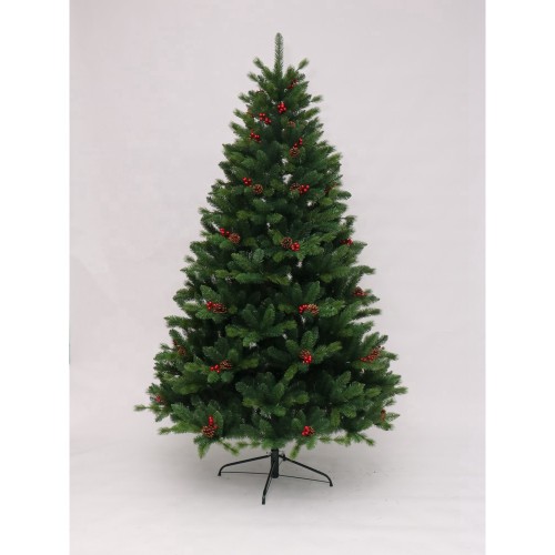 Newly Design High Quality Europe Style 7FT Blue Green PVC+PE Mixed Luxury Hinged Artificial Misty Pine Tree