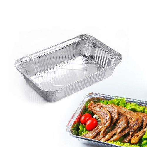 Food Boxes Disposable Aluminum Oblong Foil Pans With Lids Heavy Duty Food Storage Tray Containers Recyclable Tin For Cooking
